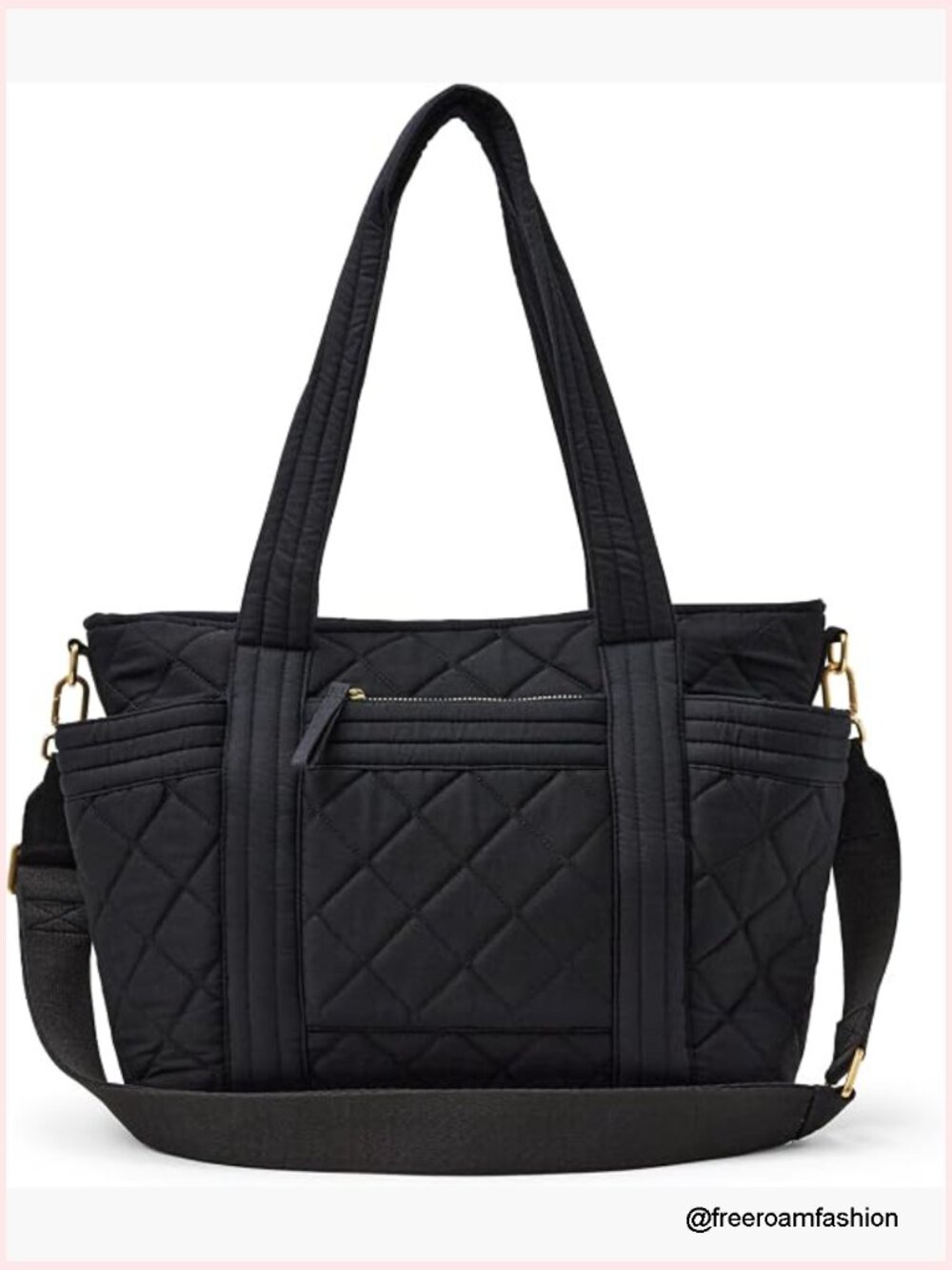 Women's Quilted Cotton Tote Handbag with Detachable Strap